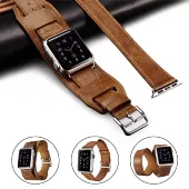 Сменный ремешок для умных часов Apple Watch iCarer Classic Genuine Leather Quadri Watch band 38mm Orange - миниатюра 2