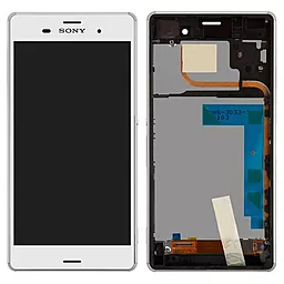 Дисплей Sony Xperia Z3 Dual (D6633) з тачскріном і рамкою, White