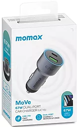 Автомобильное зарядное устройство Momax MoVe 67W PD USB-C/USB-A ports car charger blue (UC16) - миниатюра 5