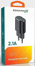Сетевое зарядное устройство Grand-X 2.1a home charger + Lightning cable black (CH-17BL) - миниатюра 4