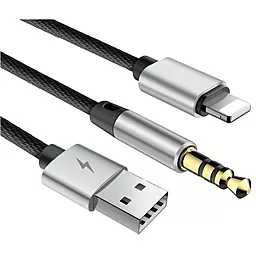 Аудіо кабель Baseus L34 Lightning - AUX 3.5mm/USB Charging Audio Cable black
