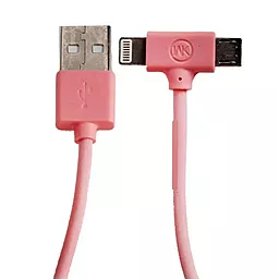 Кабель USB WK WDC-008 Axe 10w 2.1a 2-in-1 USB to micro/Lightning cable pink