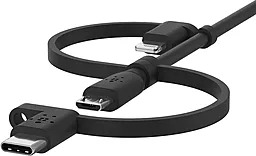 Кабель USB Belkin Boost Charge Universal 12w 2.4a 3-in-1 USB to micro/Lightning/Type-C cable black (CAC001bt1MBK) - миниатюра 2