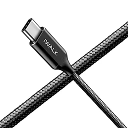 Кабель USB PD iWalk 1.8M+0.3M USB Type-C - Type-C Cable Black (CSB009) - миниатюра 2