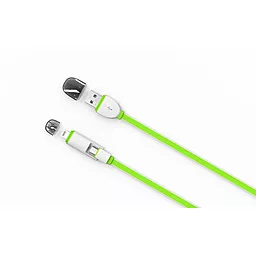 USB Кабель LDNio 2-in-1 USB Lightning/micro USB Cable Green (LC82) - мініатюра 4
