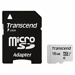 Карта памяти Transcend microSDHC 300S 16GB Class 10 UHS-I U1 + SD-адаптер (TS16GUSD300S-A)