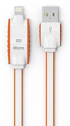 USB Кабель LDNio 2-in-1 USB Lightning/micro USB Cable Orange (LC83)