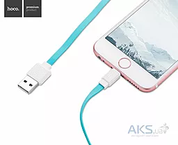 USB Кабель Hoco UPL18 Waffle Lightning Cable Flat 0.3M 2.1A Blue - мініатюра 2