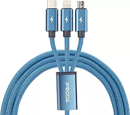 Кабель USB Proda PD-B65th 10W 2A 3-in-1 1.2M USB Type-C - Lightning - micro USB Cable Blue - миниатюра 3