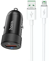 Автомобильное зарядное устройство с быстрой зарядкой Hoco Z32A Flash Power + micro USB Cable 4A Black