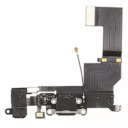 Нижний шлейф зарядки iPhone 5S с разъемом наушников и микрофоном Black - миниатюра 2