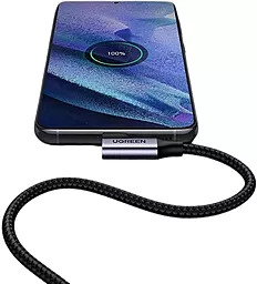 Кабель USB Ugreen US385 90-degree 60w 3a USB Type-C Black cable black - миниатюра 4