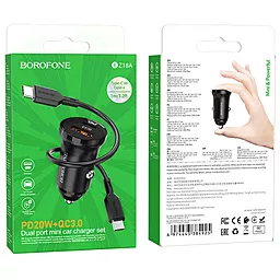 Автомобильное зарядное устройство Borofone BZ18A PD20W QC3.0 + USB Type-C to Type-C Cable Black - миниатюра 5
