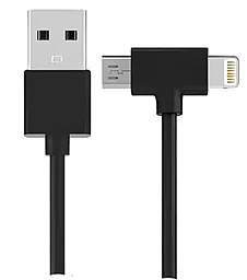 Кабель USB WK WDC-008 Axe 10w 2.1a 2-in-1 USB to micro/Lightning cable black