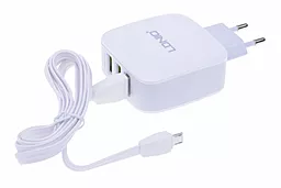 Сетевое зарядное устройство LDNio 3 USB Ports Home charger + Micro USB Cable White (DL-AC70 / DL-AC-70) - миниатюра 2