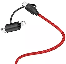 Кабель USB Hoco X41 Multiway 3-in-1 USB Type-C/Lightning/micro USB Cable Red - миниатюра 3