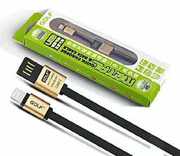 USB Кабель GOLF Metal Lightning USB Flat Cable Black - мініатюра 2