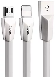 Кабель USB Hoco X4 Zinc Alloy 2-in-1 USB Lightning/micro USB Cable Gray