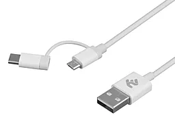 Кабель USB 2E 2-in-1 micro USB/Type-C Cable White - миниатюра 2