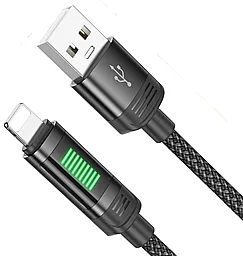 Кабель USB Hoco U126 Dunamic LED 12w 2.4a 1.2m Lightning cable  black - миниатюра 3
