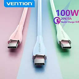 Кабель USB PD Vention silicone 100w 5a 1.5m USB Type-C - Type-C cable light green (TAWGG) - миниатюра 3
