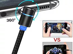 Кабель USB NICHOSI Magnetic LED 3-in-1 USB to Type-C/Lightning/micro USB сable black - миниатюра 5