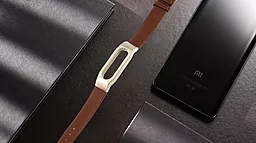 для Кожаный ремешок для браслета Xiaomi Mi Band Brown - мініатюра 5