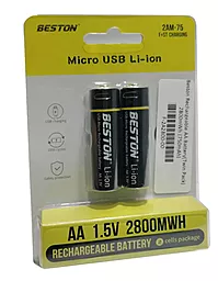 Аккумулятор Beston USB-Micro AA 1800mAh 1.5V Li-Ion 2шт (2800mWh) - миниатюра 2