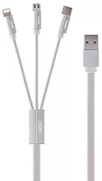 Кабель USB Remax Kerolla 3-in-1 USB to Type-C/Lightning/micro USB Cable white (RC-094th)