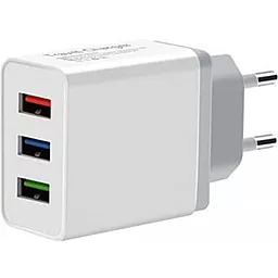 Мережевий зарядний пристрій XoKo 2.4a 3хUS-A ports charger white (WC-310-WH) - мініатюра 2