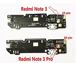 Нижняя плата Xiaomi Redmi Note 3 с разъемом зарядки, с микрофоном (24 pin) Original - миниатюра 2