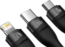 Кабель USB Baseus Flash Series 2 66w 5a 1.2m 3-in-1 USB to Type-C/Lightning/micro USB сable black (CASS0400001) - миниатюра 2
