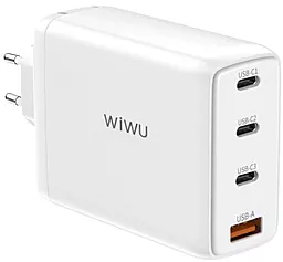 Мережевий зарядний пристрій з швидкою зарядкою WIWU Mini GaN Series 120w PD 3xUSB-C/USB-A ports White