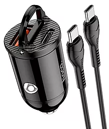 Автомобильное зарядное устройство Hoco NZ2 Link PD30W+QC3.0 + USB Type-C to Type-C Cable Black