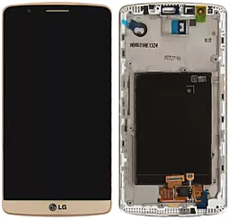 Дисплей LG G3 (D850, D851, D855, D856, D858, D859, LS990, VS985) с тачскрином и рамкой, оригинал, Gold
