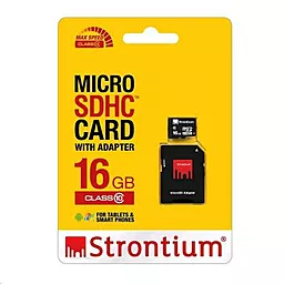 Карта памяти Strontium microSDHC 16GB Class 10 + SD-адаптер (SR16GTFC10A) - миниатюра 2