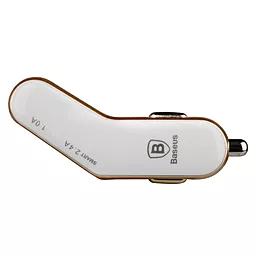 Автомобильное зарядное устройство Baseus 2USB Car charger 2.4A White/Gold (smart-thin business series) - миниатюра 7