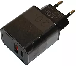 Сетевое зарядное устройство Grand D20QP-1 PD20W/QC3.0 18W USB-A-C + USB-C - Lightning Cable Black - миниатюра 3