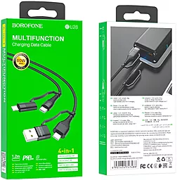 Кабель USB PD Borofone Multi-Energy 60w 20a 4-in-1 USB-A+C to Lightning/Type-C cable black - миниатюра 10