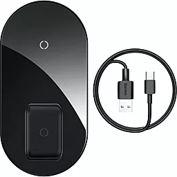 Беспроводное (индукционное) зарядное устройство Baseus Simple 2-in-1 Wireless Charger Pro Edition + USB Type-C Cable Black (WXJK-C01)