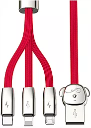 Кабель USB Baseus Flat Cafule 15w 3a 3-in-1 USB to Type-C/Lightning/micro USB Cable red (CAMLT-FW09) - миниатюра 2