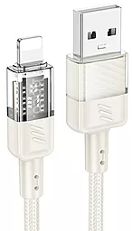 Кабель USB Hoco U129 Spirit transparent charging 12w 2.4a 1.2m USB Lightning cable beige