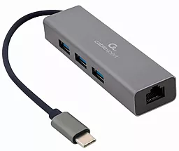 Мультипортовый USB Type-C хаб Cablexpert 3xUSB HUB Grey (A-CMU3-LAN-01)