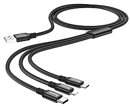 Кабель USB Hoco X14 Times Speed 3-in-1 USB Type-C/Lightning/micro USB Cable Black - миниатюра 2
