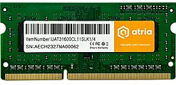 Оперативна пам'ять для ноутбука ATRIA 4 GB SO-DIMM DDR3 1600 MHz (UAT31600CL11SLK1/4)