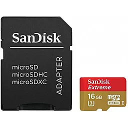 Карта памяти SanDisk microSDHC 16GB Class 10 UHS-I U3 + SD-адаптер (SDSQXNE-016G-GN6MA)