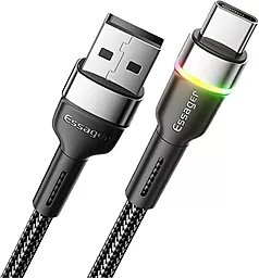 Кабель USB Essager Colorful LED 18w 3a 0.5m USB Type-C cable black (EXCT-XCDB01) - миниатюра 2