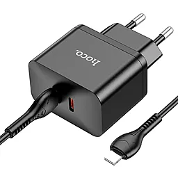 Сетевое зарядное устройство Hoco N29 Triumph PD35W 2xUSB-C Ports + USB-C to Lightning Cable Black - миниатюра 2