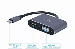 Видео переходник (адаптер) Cablexpert USB Type-C - HDMI/VGA v1.4 4k 30hz 0.15m gray (A-USB3C-HDMIVGA-01) - миниатюра 2