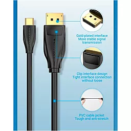 Видеокабель Vention USB Type-C 3.0 - DisplayPort v1.4 8k 60hz 2m black (CGYBH) - миниатюра 7